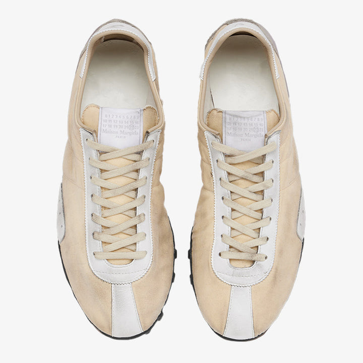 Beige Vintage-Inspired Low Top Sneakers - Arno Conti Shoe