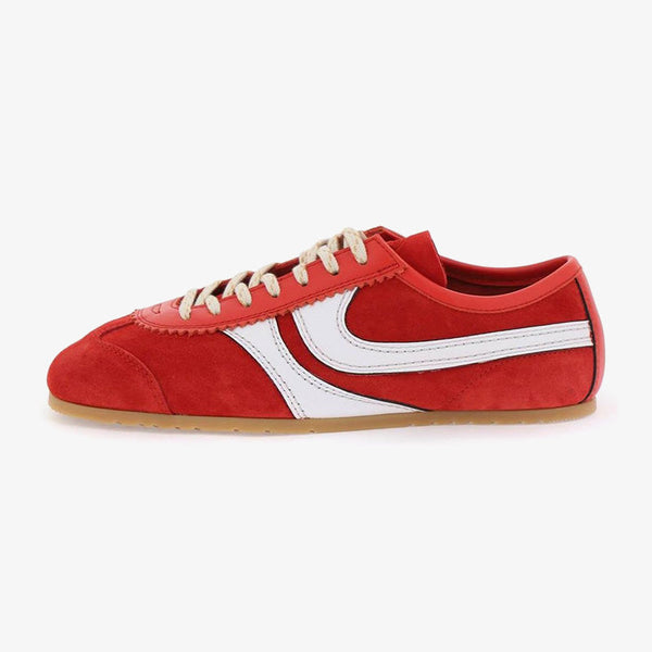 Bold Red Suede Sneakers