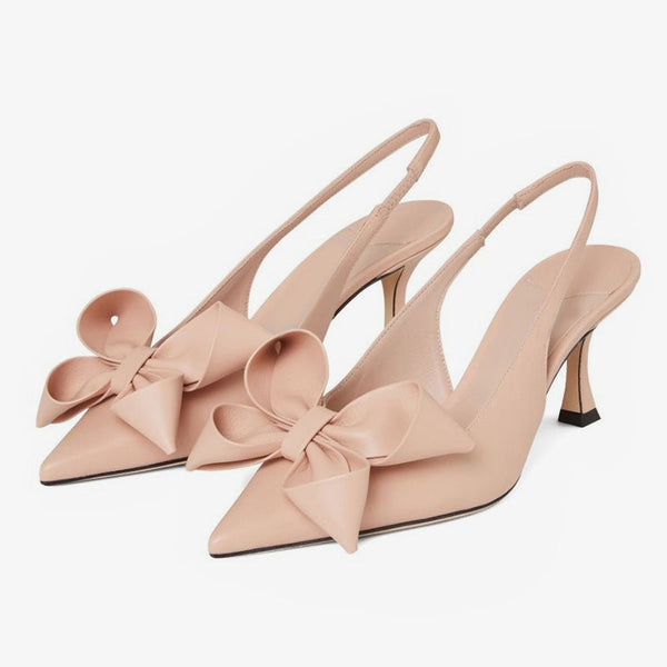 Pink Leather Slingback Pumps