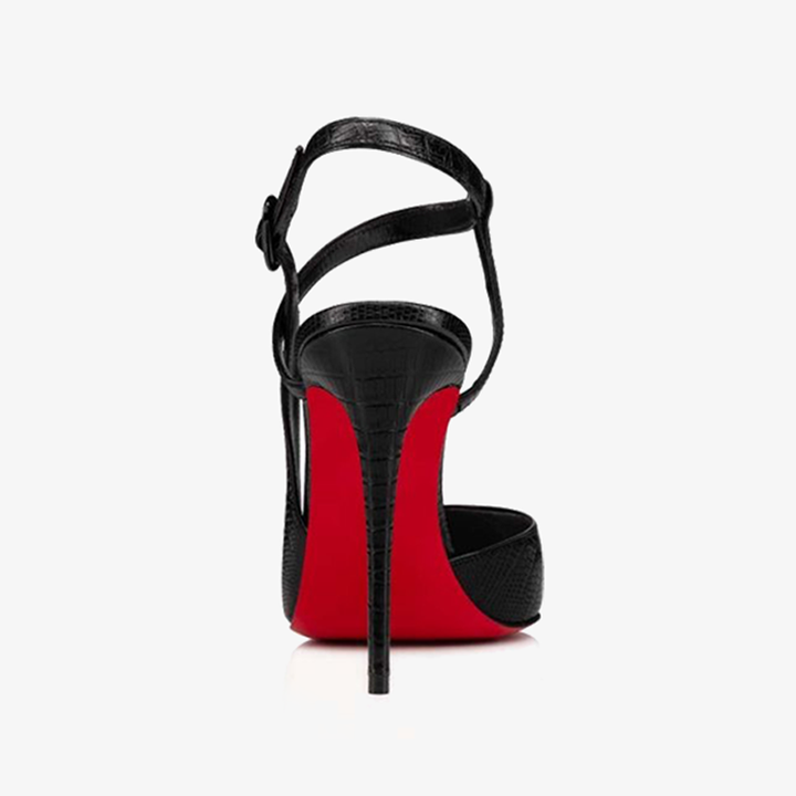 Black Calf Leather Pump ,Crisscross Ankle Straps - ARNO CONTI