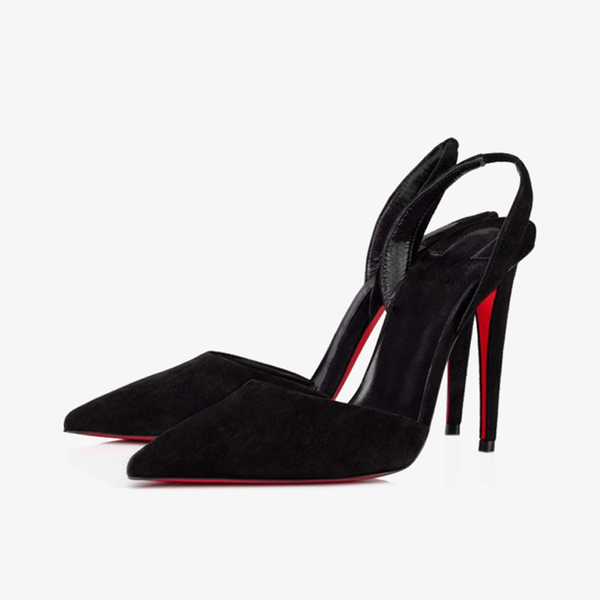 Black Calf Suede Pointed Toe Pumps - ARNO CONTI