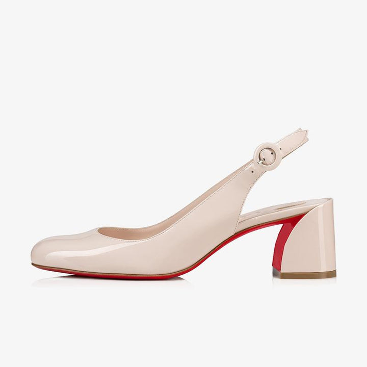 Beige Patent Leather Pumps with Slanted - ARNO CONTI