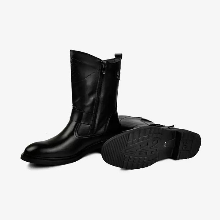 Black Cowhide Round Toe Boots - Arno Conti Shoe