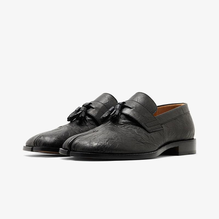 Black Calfskin Tassel Loafers - Arno Conti Shoe