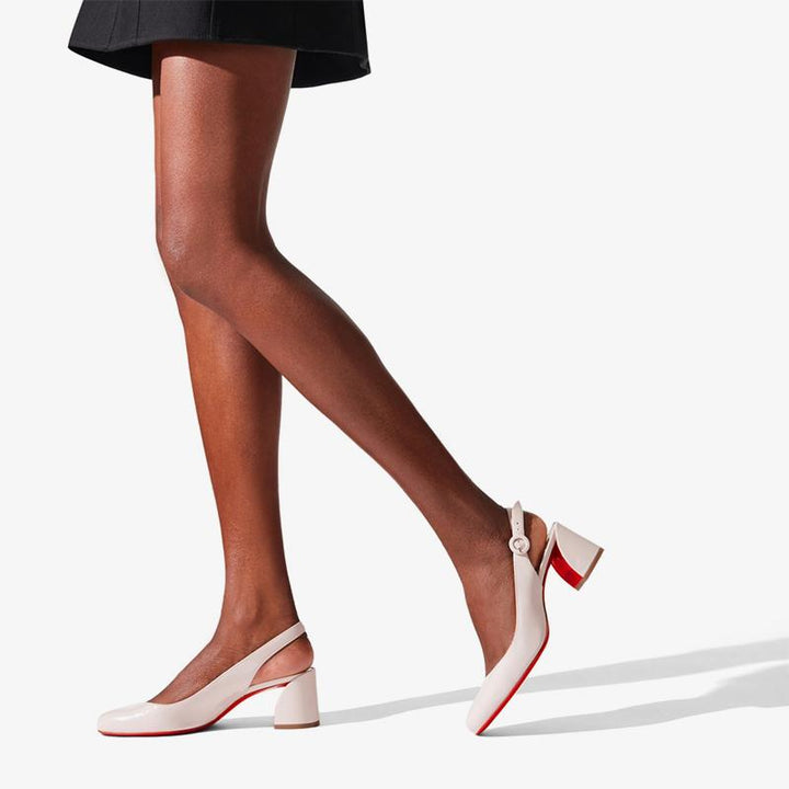 Beige Patent Leather Pumps with Slanted - ARNO CONTI