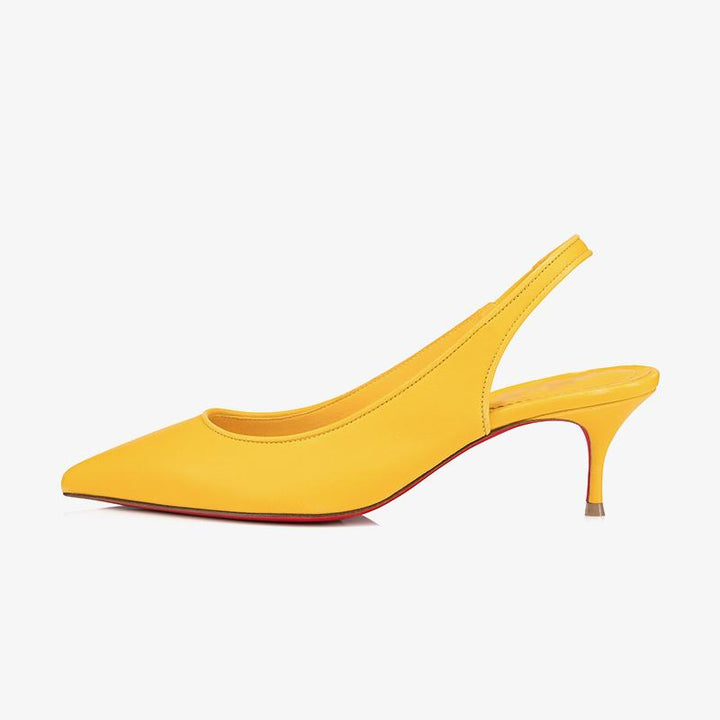 Elegant Yellow Leather Slingback Pumps - ARNO CONTI