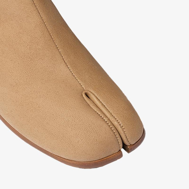 Beige Split-Toe Calf Leather Ankle Boots - Arno Conti Shoe