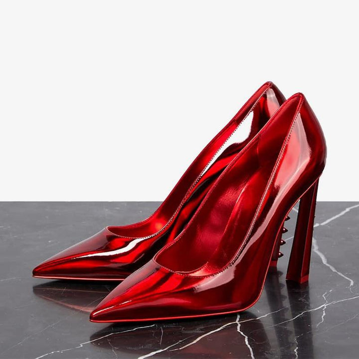 Mirrored Patent Leather Pointed Toe Pumps - ARNO CONTI