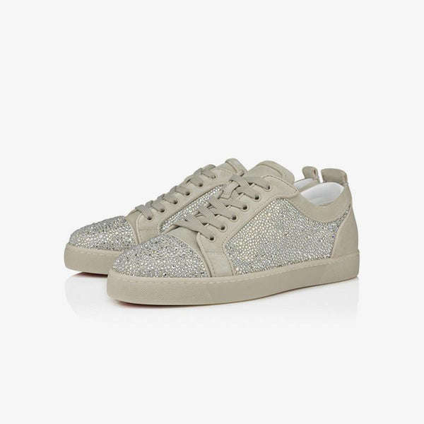 Beige Rhinestone Strass Suede Sneakers - ARNO CONTI