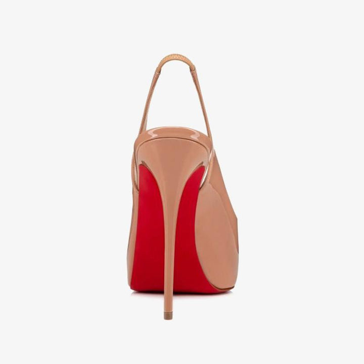 Nude Patent Leather Slingback 120mm Pump - ARNO CONTI