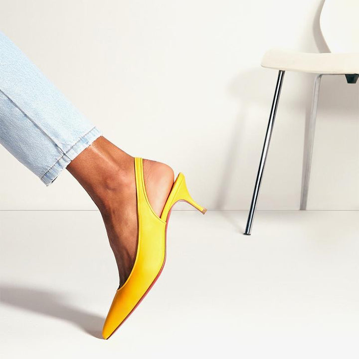 Elegant Yellow Leather Slingback Pumps - ARNO CONTI