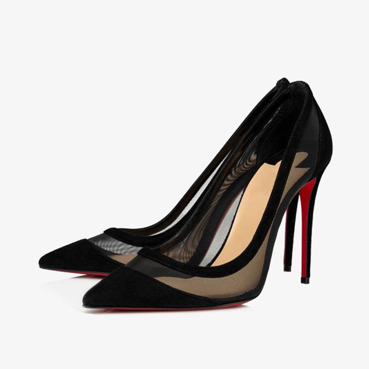 Black Mesh Stiletto with suede Trim - ARNO CONTI