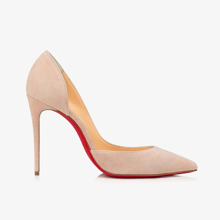 Beige Suede Pump with Pointed Toe - ARNO CONTI