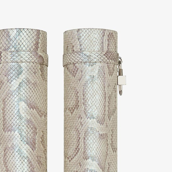Beige Python Leather High Boots - Arno Conti Shoe
