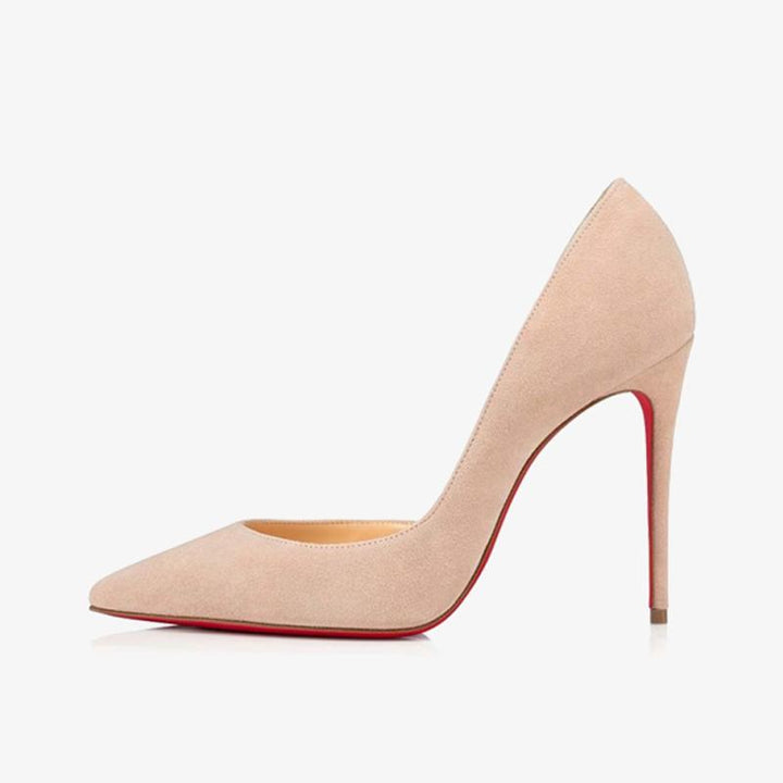 Beige Suede Pump with Pointed Toe - ARNO CONTI