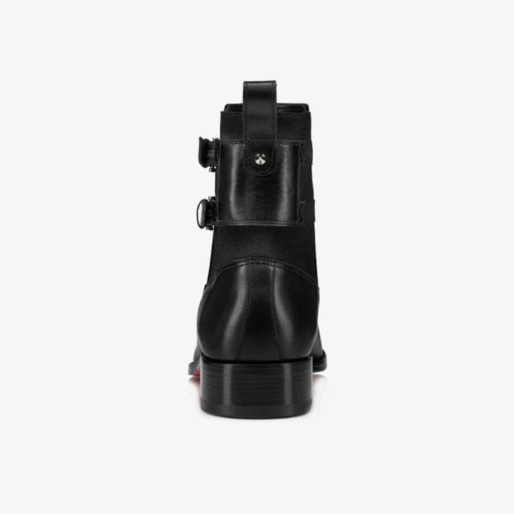 Black Calf Leather Ankle Boot with Buckle - ARNO CONTI